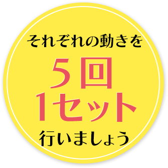 それぞれの動きを5回1セット行いましょう。