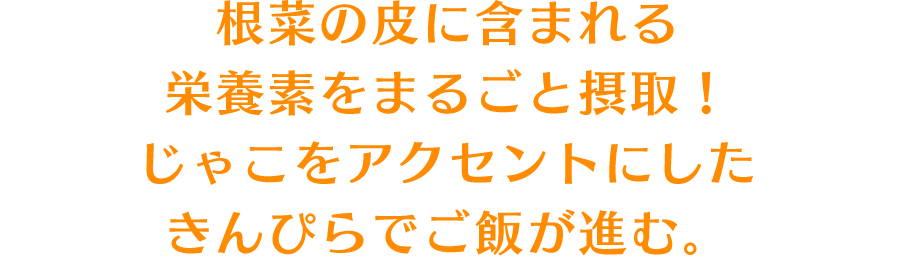 根菜の皮に含まれる栄養素をまるごと摂取！じゃこをアクセントにしたきんぴらでご飯が進む。