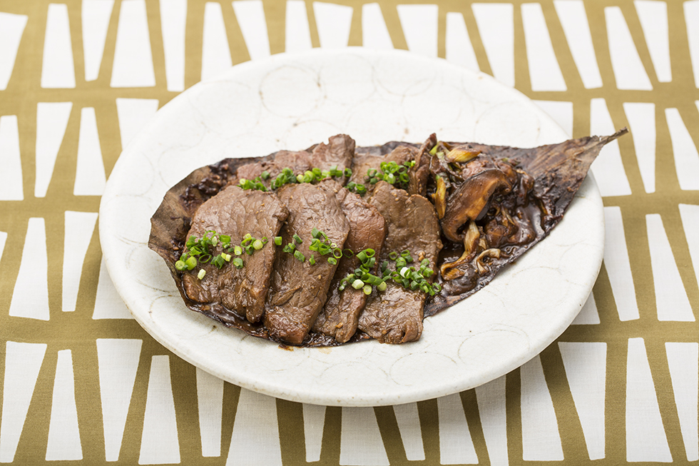 朴 葉 コレクション 味噌 フライパン 牛肉